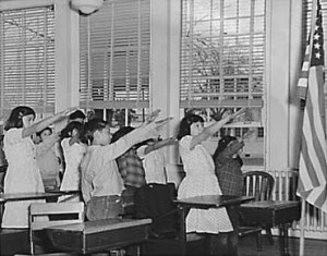 The Bellamy salute to flag